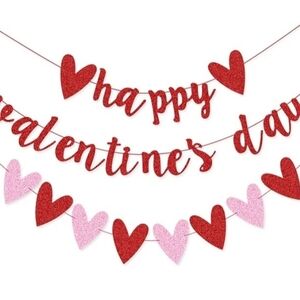 Valentine's Day Heart Banner - Red and Pink